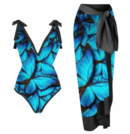 Badeanzug Damen  Schmetterling Print