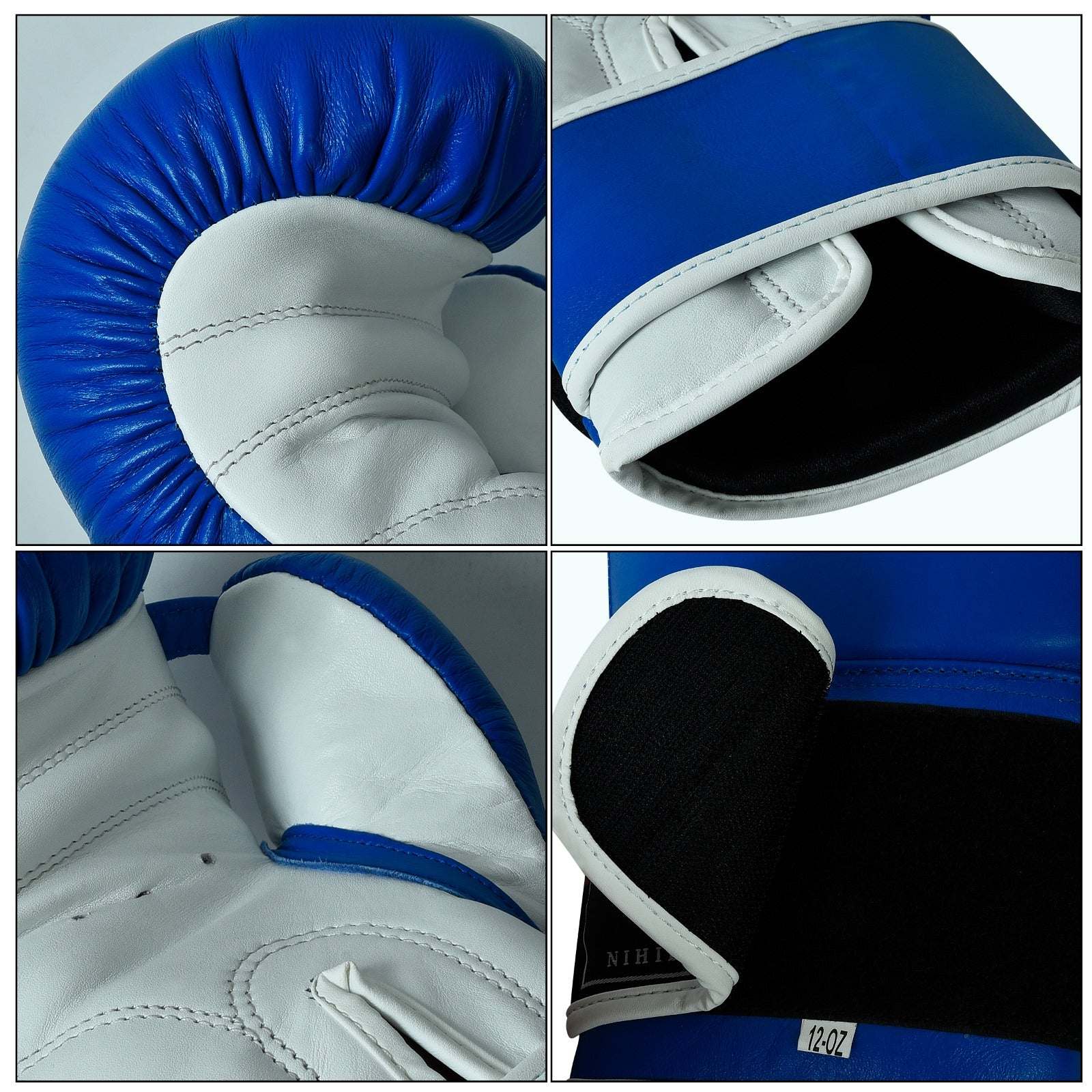 Boxhandschuhe Leder  blau Klettverschluss