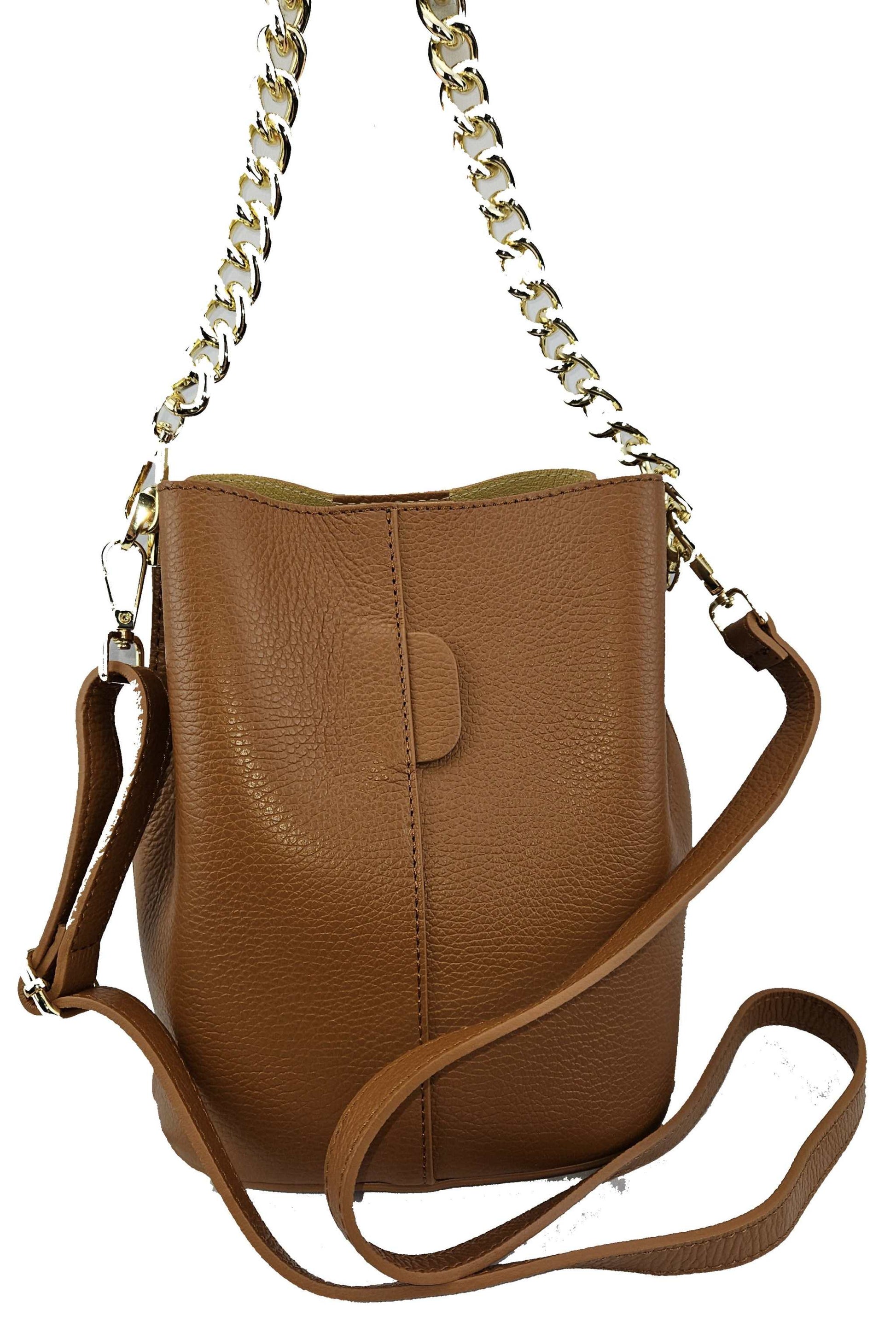 Bucket Bag Camel Leder Kettenriemen