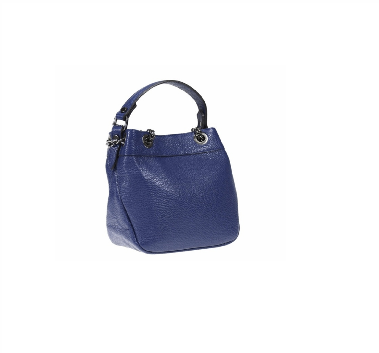 Bucket Bag Leder Magnetverschluss Blau