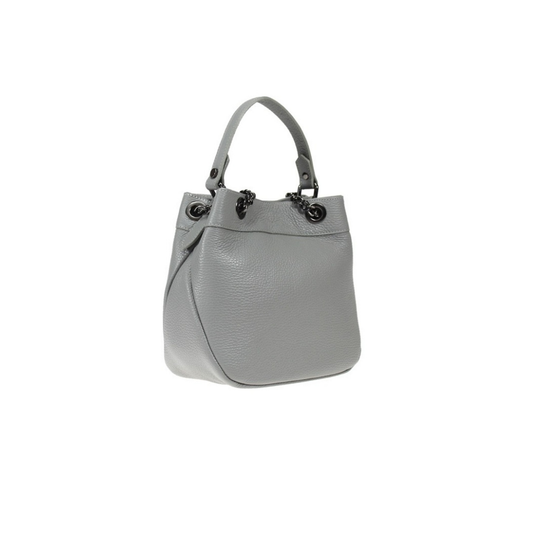 Bucket Bag Grau Leder Magnetverschluss