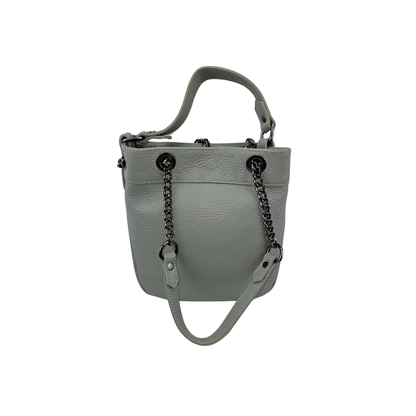 Bucket Bag Grau Leder Magnetverschluss