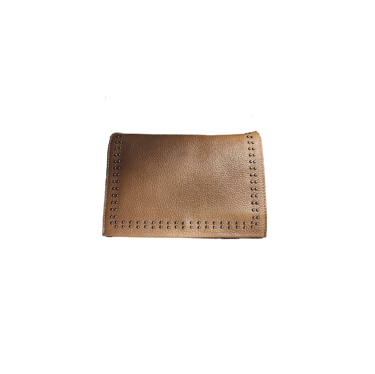 Ledertasche Envelope Clutch Nieten Taupe Made in Italy