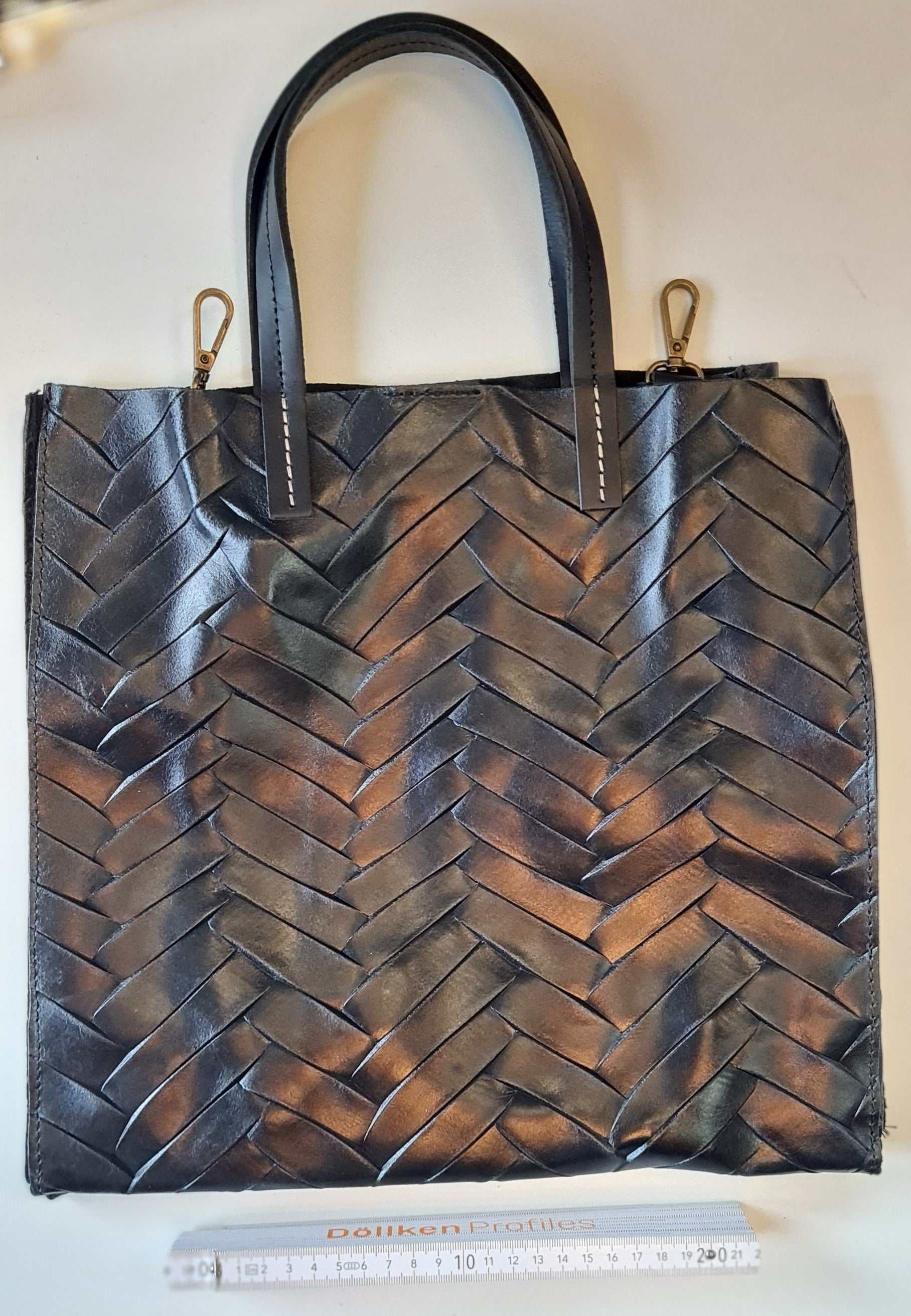 Shopper XXL Leder Prägung Damen Innentasche Made in Italy Schwarz Aleri Design