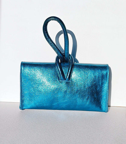 Abendtasche blau metallic