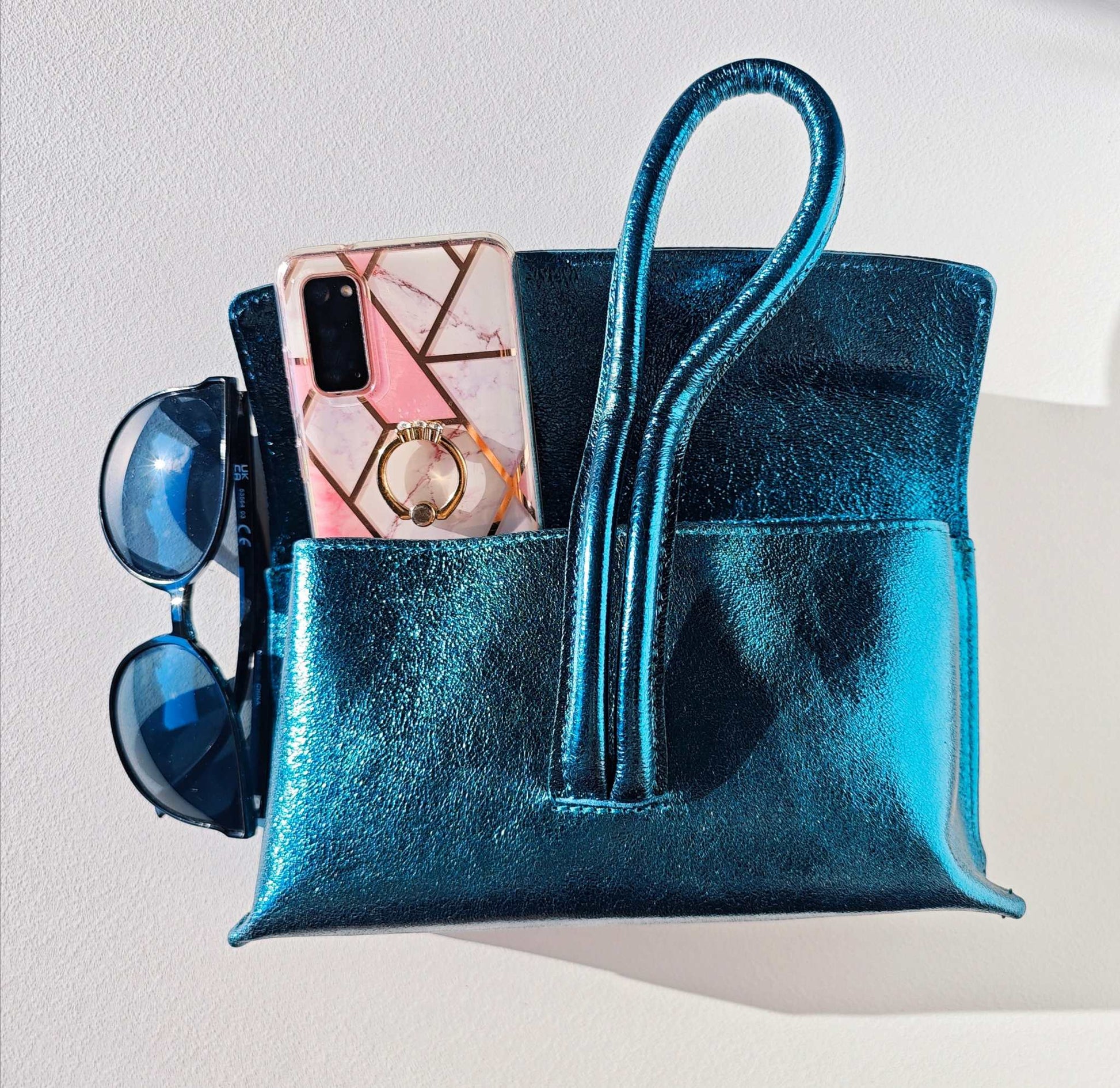 Abendtasche blau metallic