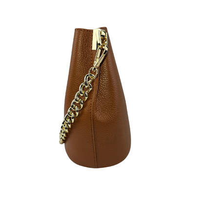 Bucket Bag Camel Leder Kettenriemen