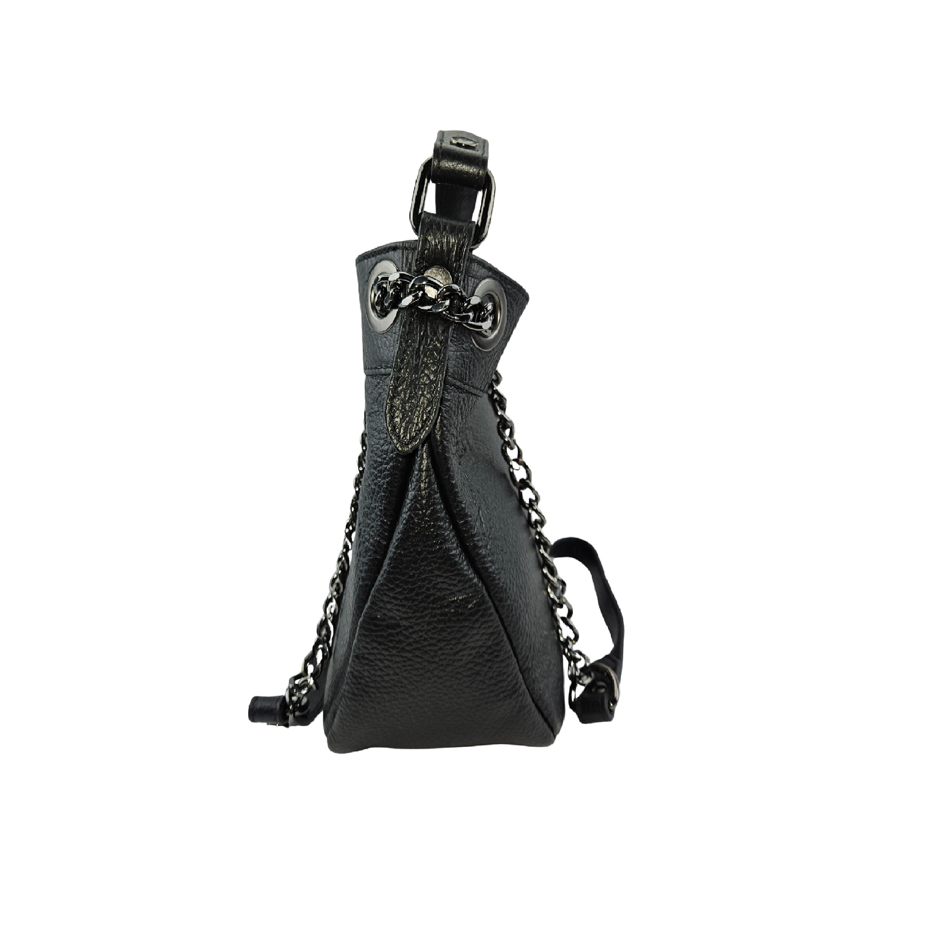 Bucket Bag Schwarz Leder Magnetverschluss