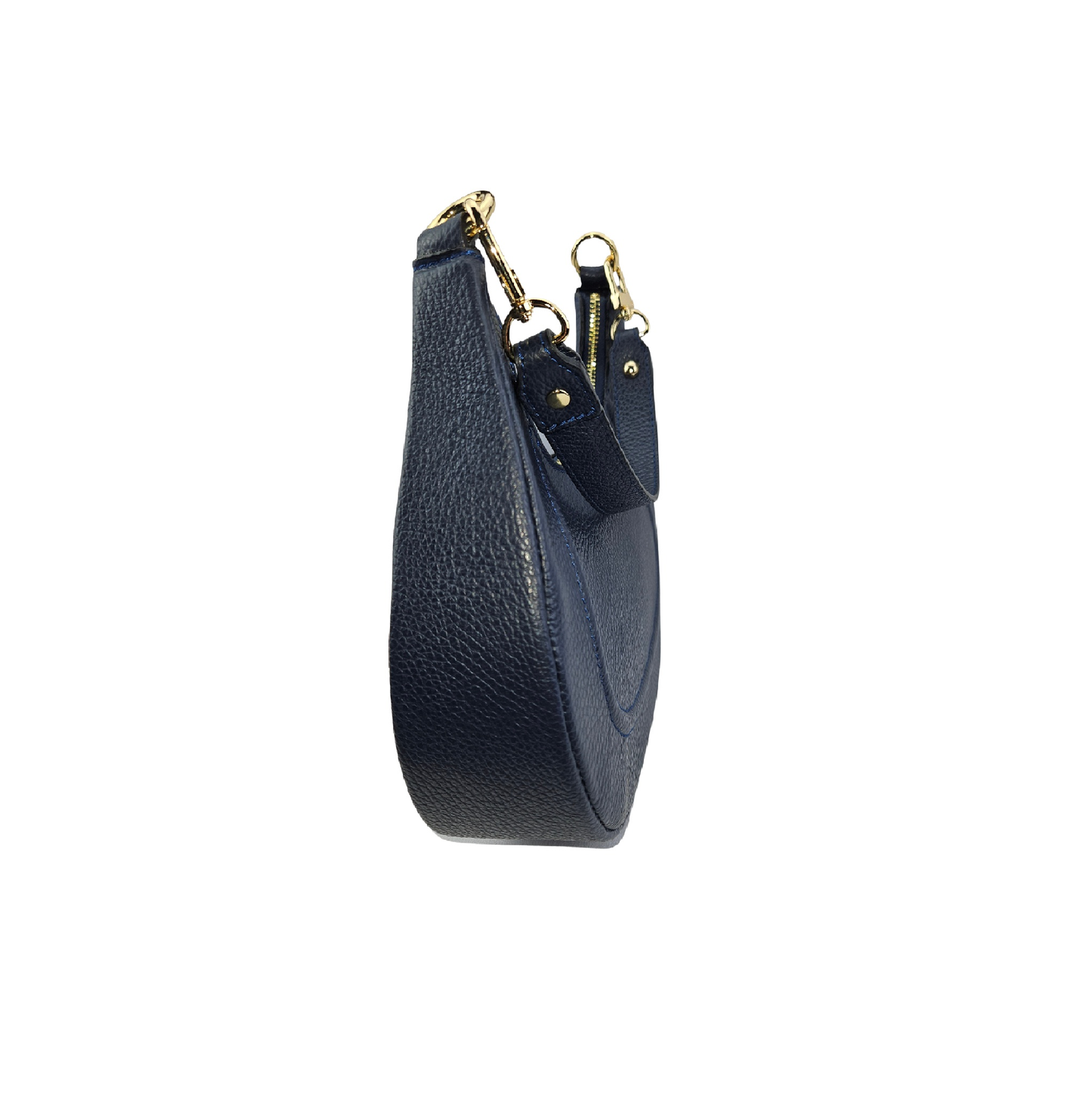 Half Moon Bag dunkel blau Leder Ziernaht