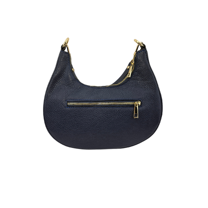 Half Moon Bag dunkel blau Leder Ziernaht