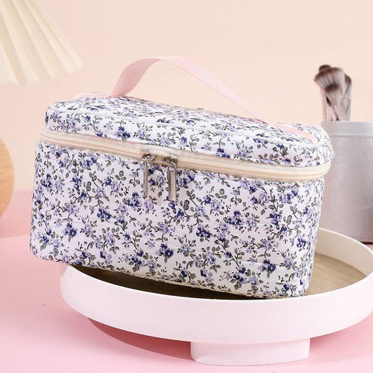 Kosmetiktasche Blumenprint blau