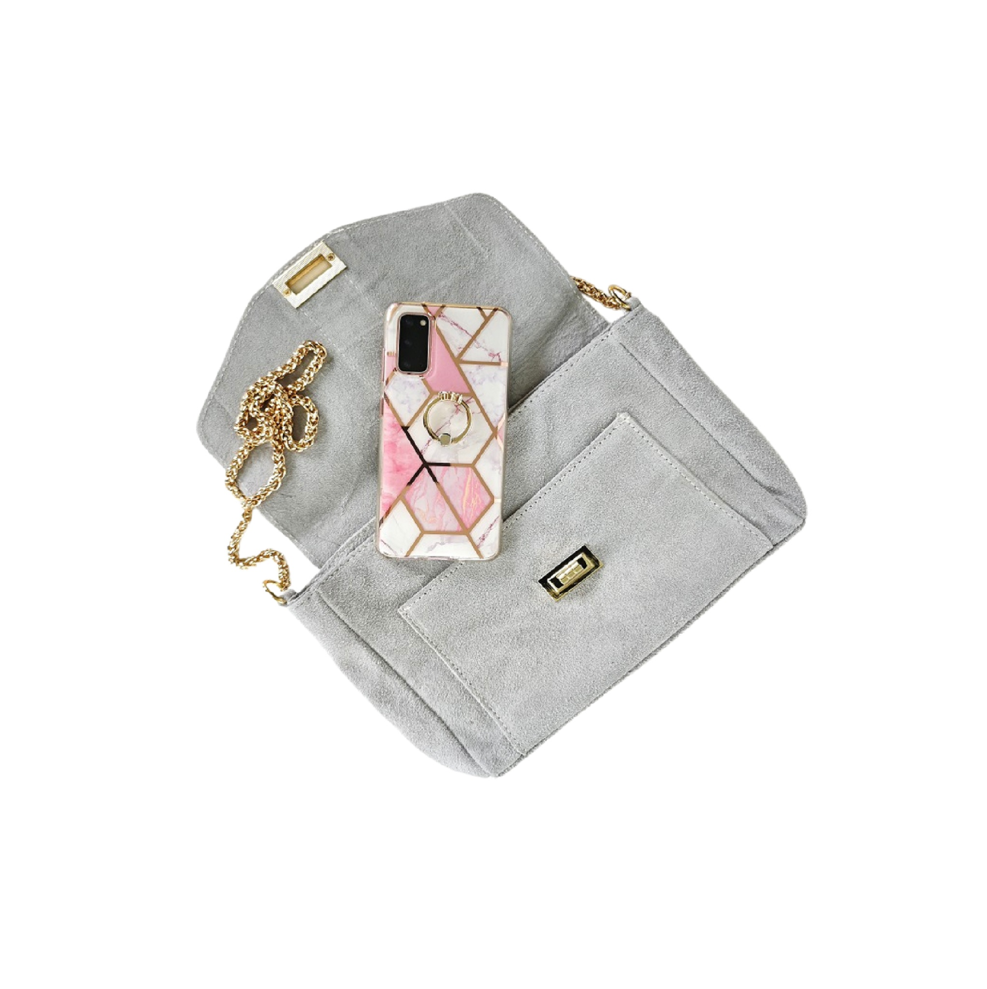 Wildleder Clutch Grau