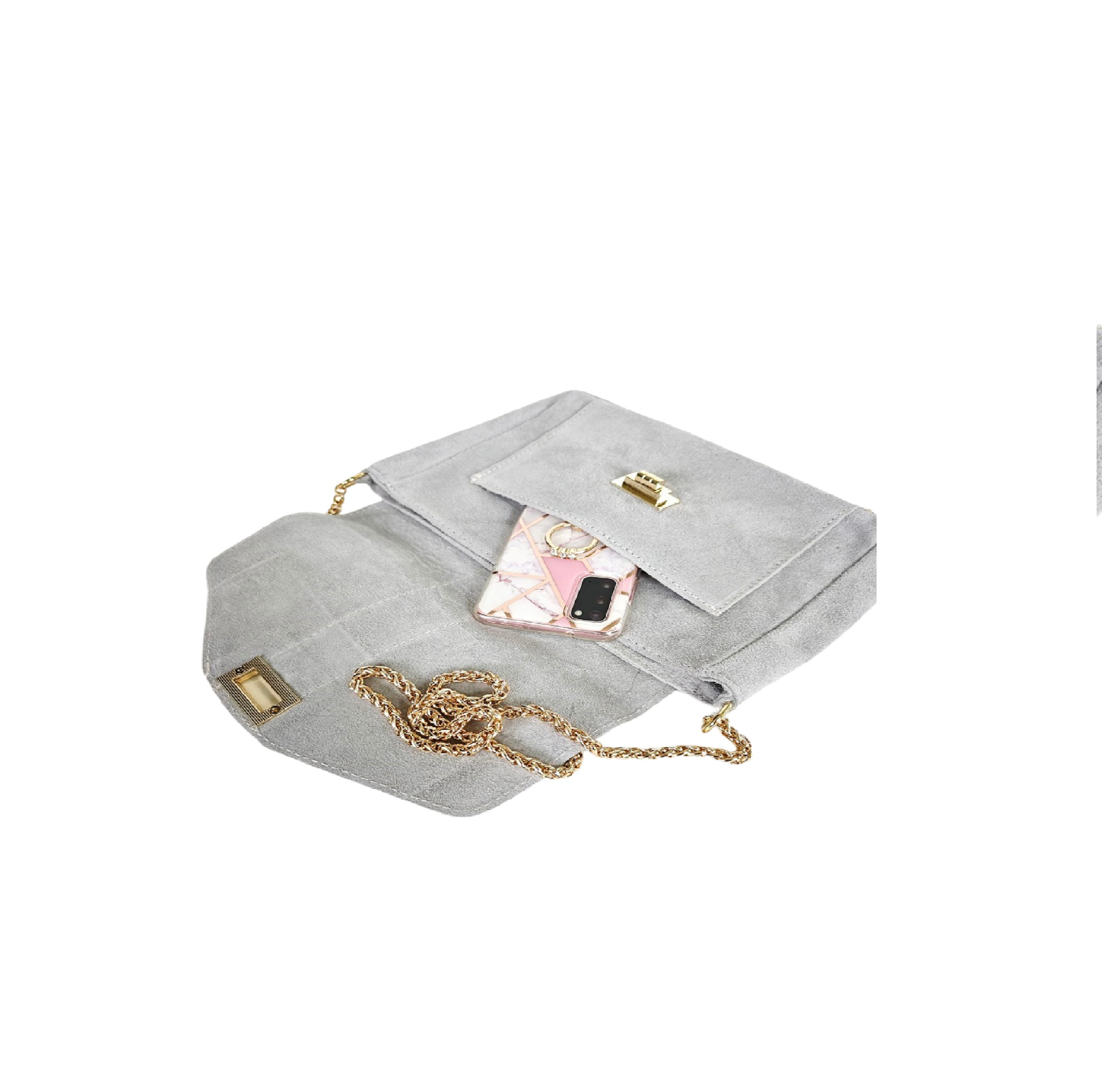 Wildleder Clutch Grau